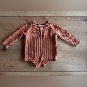 Cozy Knit Kids One Piece in Rust orange color